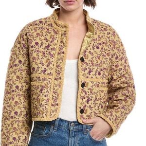 7 for all mankind Quilted Floral Jacket lightweight button down coat small